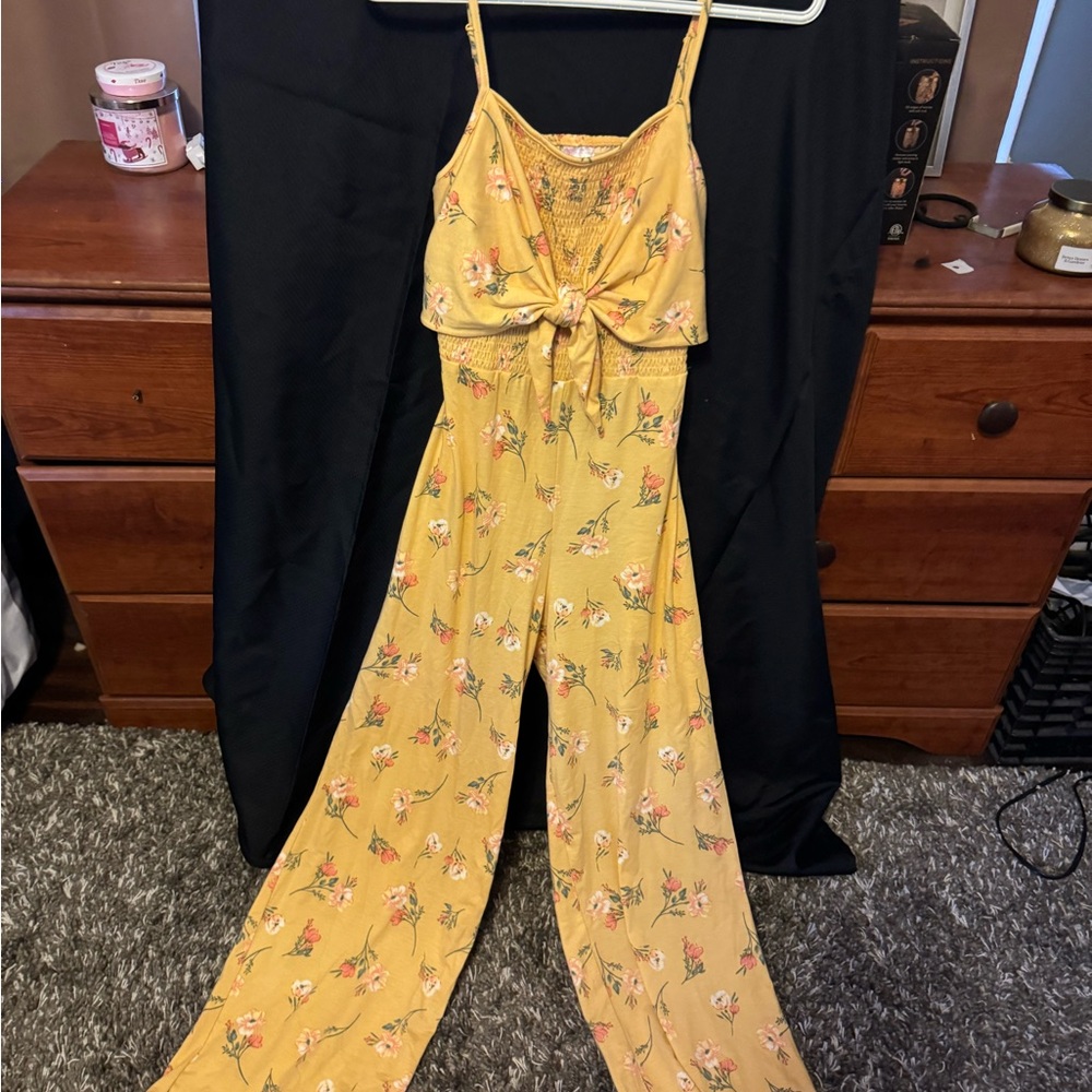 No Boundaries Yellow Floral Jumpsuit